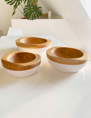 White Wooden Bowls IWE (Pack 3 units)