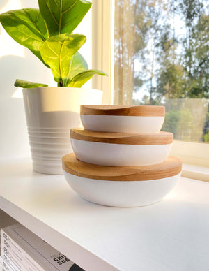 White Wooden Bowls IWE (Pack 3 units)